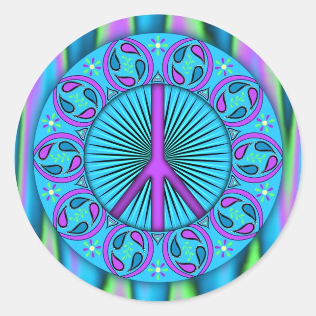 Peace ~ Leaf Classic Round Sticker (Front)