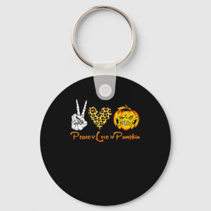 Peace Leopard Love Scary Pumpkin Halloween Costume Keychain