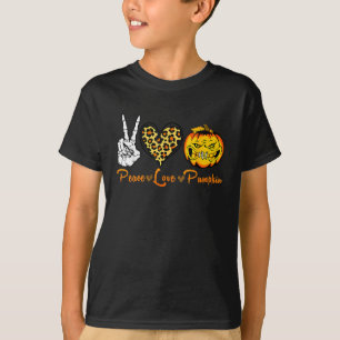 Peace Leopard Love Scary Pumpkin Halloween Costume T-Shirt