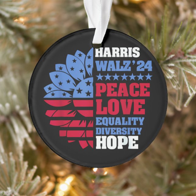 Peace LGBT Harris Walz Waltz Ornament (Tree)