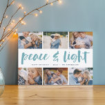 Peace & Light | Hanukkah Photo Collage Holiday Card<br><div class="desc">Share six favorite photos with our bright and festive Hanukkah holiday card. "Peace and Light" appears in the center in hand lettered brush typography,  with your holiday greeting,  names,  and the year beneath.</div>