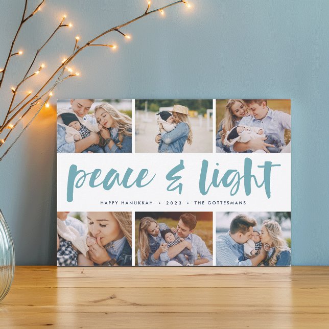 Peace & Light | Hanukkah Photo Collage Holiday Card (Creator Uploaded)