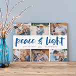 Peace & Light | Hanukkah Photo Collage Holiday Card<br><div class="desc">Share six favourite photos with our bright and festive Hanukkah holiday card. "Peace and Light" appears in the centre in hand lettered brush typography,  with your holiday greeting,  names,  and the year beneath.</div>