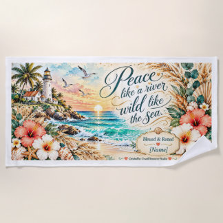 Peace Like a River Personalized Christian Coastal Beach Towel