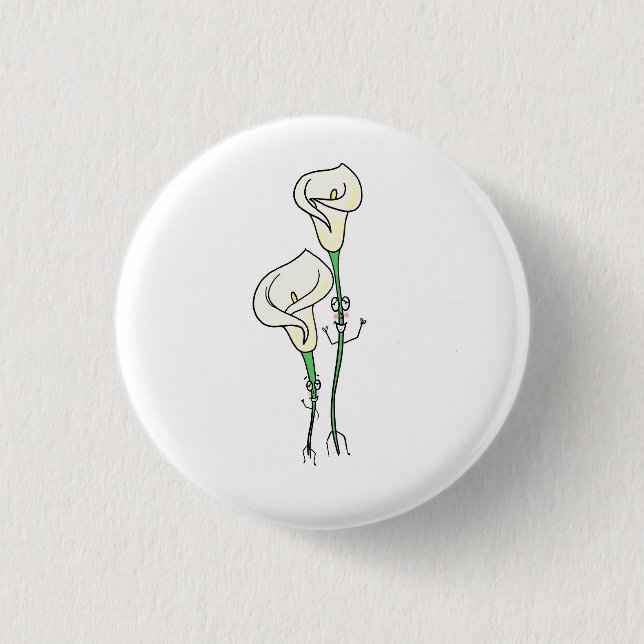 peace lilies, cute flower themed 1 inch round button (Front)