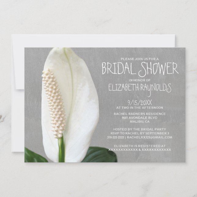 Peace Lily Bridal Shower Invitations (Front)