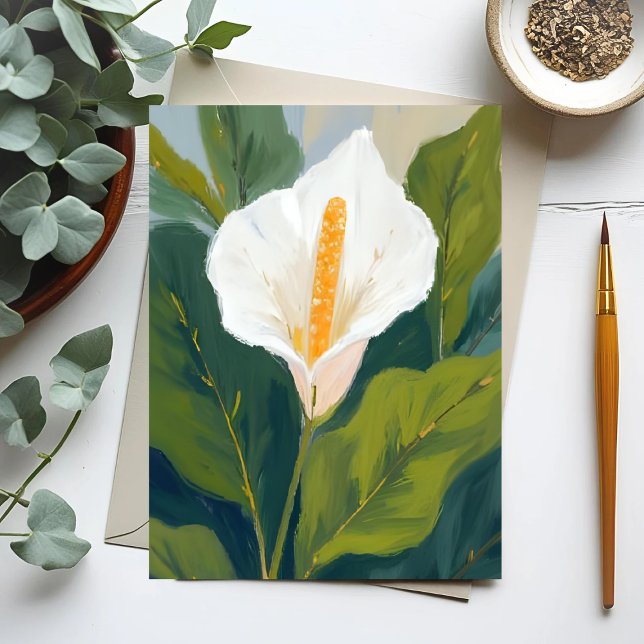 Peace Lily Flower Painting Postcard (Creator Uploaded)