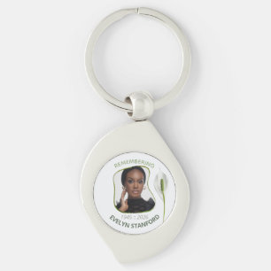 Peace Lily Modern Frame Photo Memorial Keychain