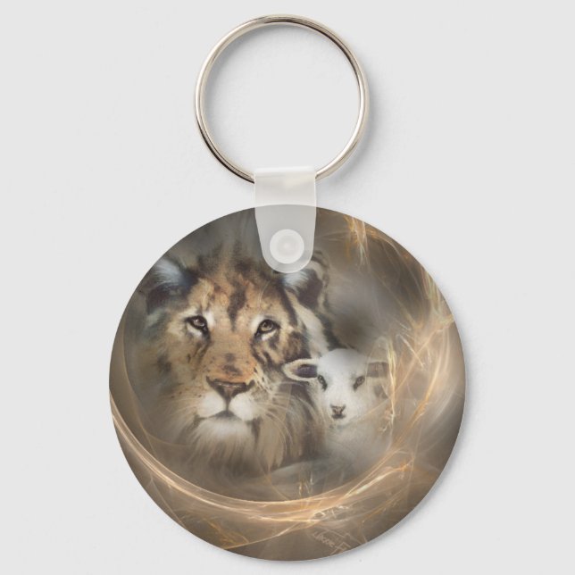 Peace "lion lamb" religious christion gifts Jesus Keychain (Front)