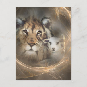 Peace "lion lamb" religious christion gifts Jesus Postcard