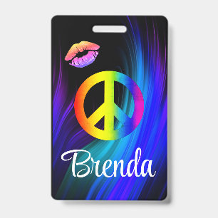 Peace lips tag badge