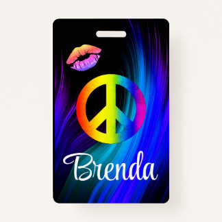Peace lips tag badge