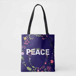 PEACE Logo Navy Tote Bag