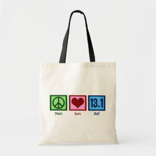 Peace Love 13.1 Half Marathon Runner Tote Bag