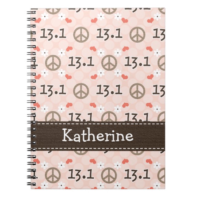 Peace Love 13.1 Half Marathon Spiral Notebook Jour (Front)