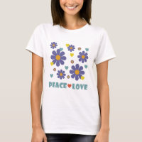 Peace Love 1970s Purple Flowers