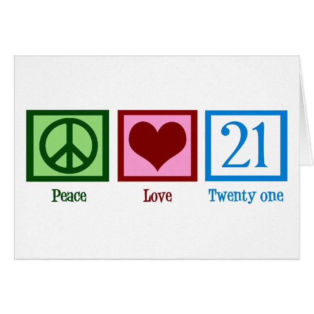 Peace Love 21st Birthday Card (Front Horizontal)