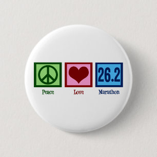 Peace Love 26.2 Marathon Runner 2 Inch Round Button