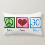 Peace Love 30th Birthday Cute Party Lumbar Pillow<br><div class="desc">A cute 30th birthday gift featuring a peace sign,  heart,  and the number thirty.</div>