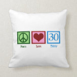 Peace Love 30th Birthday Cute Party Throw Pillow<br><div class="desc">A peace sign,  heart,  and the number thirty. Cute 30th birthday gift.</div>