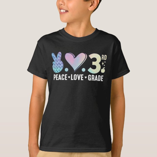 Peace Love 3rd Grade Back To School T-Shirt (Front)