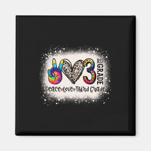Peace Love 3rd Grade Girls Teacher Back To School  Magnet