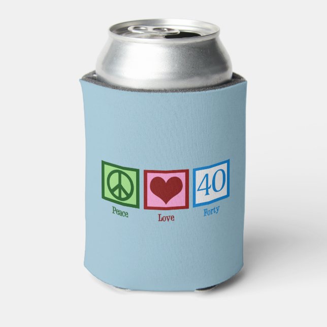 Peace Love 40th Birthday Cute Party Can Cooler (Can Back)