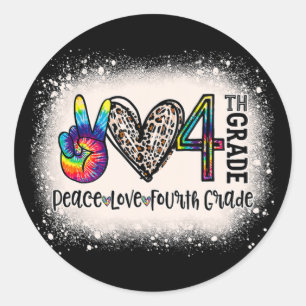 Peace Love 4th Grade Girls Teacher Back To School  Classic Round Sticker