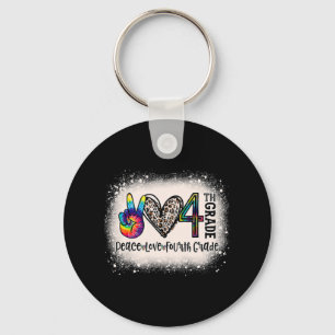 Peace Love 4th Grade Girls Teacher Back To School Keychain