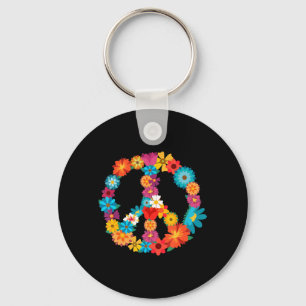 Peace Love   60's 70's Hippie Costume Colorful Flo Keychain