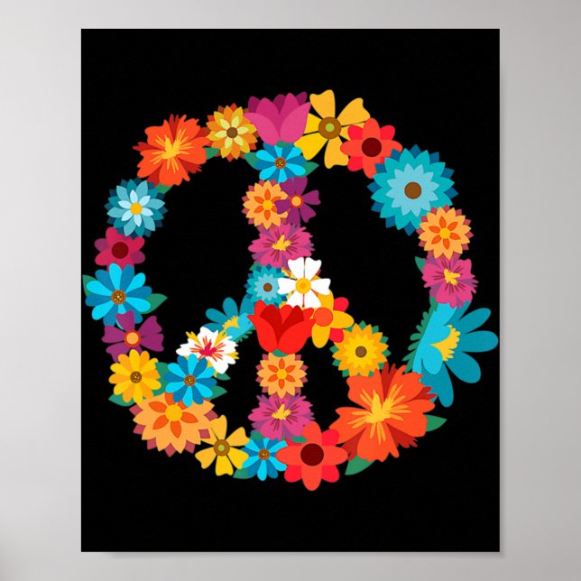 Peace Love   60's 70's Hippie Costume Colourful Fl Poster (Front)
