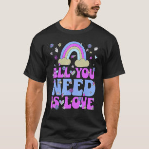 PEACE LOVE 60s 70s Retro Groovy Hippie Costume Hal T-Shirt