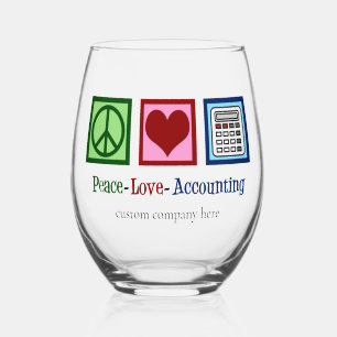 Peace Love Accounting Custom Accountant Company Stemless Wine Glass