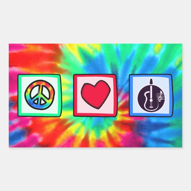 Peace, Love,  Acoustic Guitars Sticker (Front)