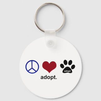 Peace, Love, Adopt Keychain
