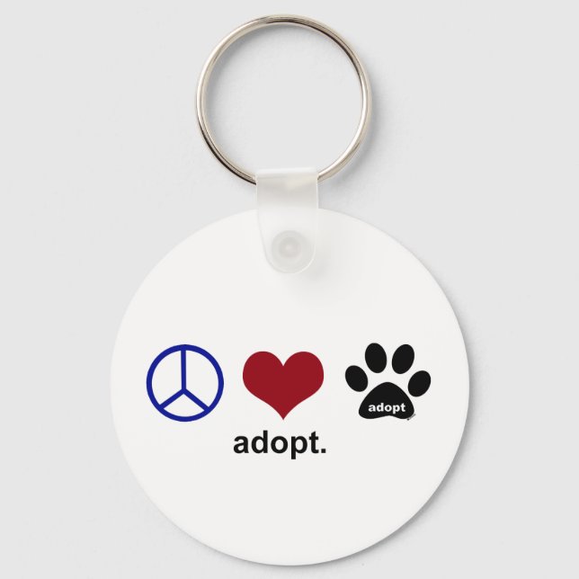 Peace, Love, Adopt Keychain (Front)