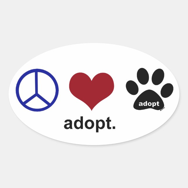 Peace, Love, Adopt Oval Sticker (Front)
