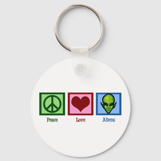 Peace Love Aliens Keychain (Front)