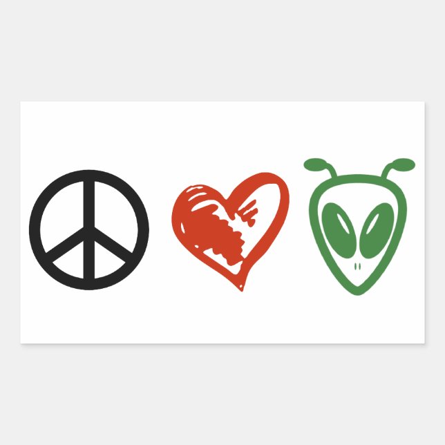 Peace Love Aliens Sticker (Front)