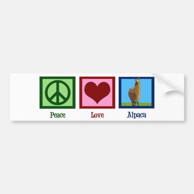 Peace Love Alpaca Bumper Sticker (Front)