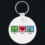 Peace Love Alpaca Keychain<br><div class="desc">I love cute alpacas. A pretty alpaca next to a peace sign and a heart.</div>