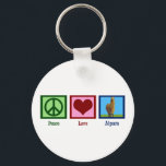 Peace Love Alpaca Keychain<br><div class="desc">I love cute alpacas. A pretty alpaca next to a peace sign and a heart.</div>