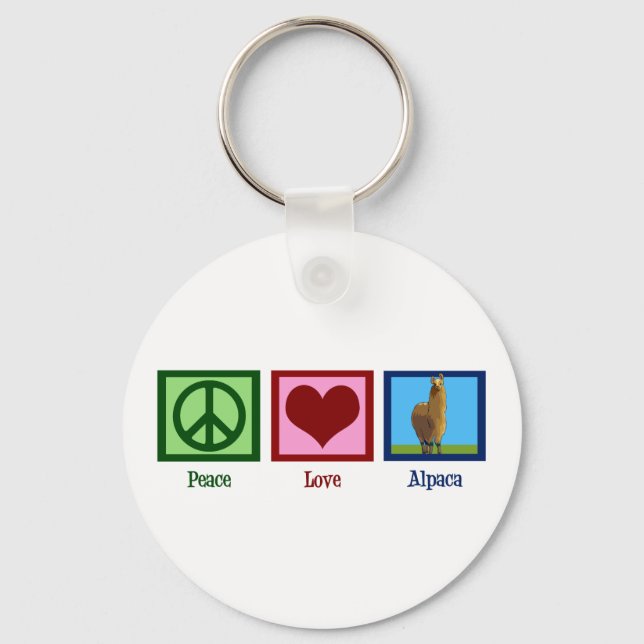 Peace Love Alpaca Keychain (Front)