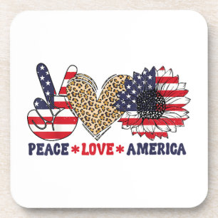 Peace Love America 4th of July Patriotic Coaster