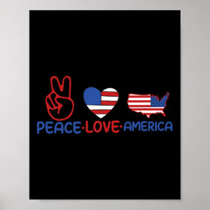 Peace Love America 4th Of July Patriotic Poster