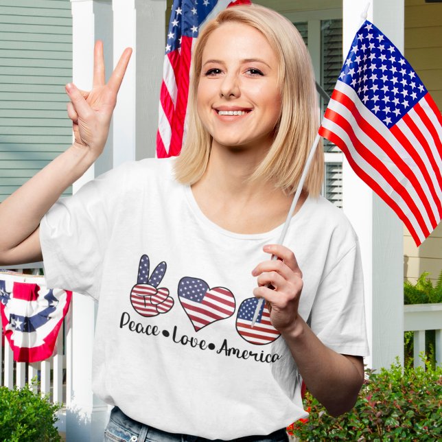 Peace Love America Funny Patriotic T-Shirt (Creator Uploaded)