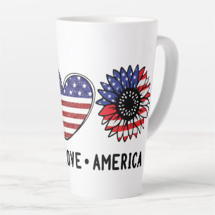 Peace, Love, America Latte Mug