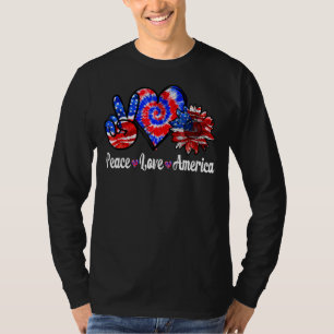 Peace Love America Sunflower Patriotic Tie Dye 4th T-Shirt