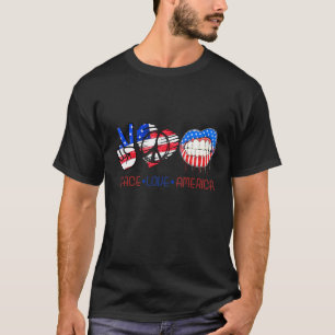 Peace Love America Teeth Flag USA 4th of July men T-Shirt