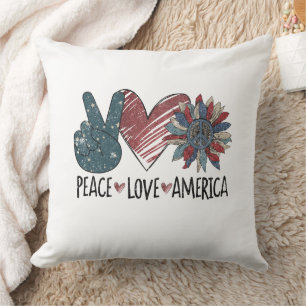Peace Love America Throw Pillow